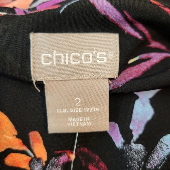 Chico’s Floral Print Faux Wrap Dress Size 12/14. Stretch Jersey Knit Multi-Color - Picture 8 of 9